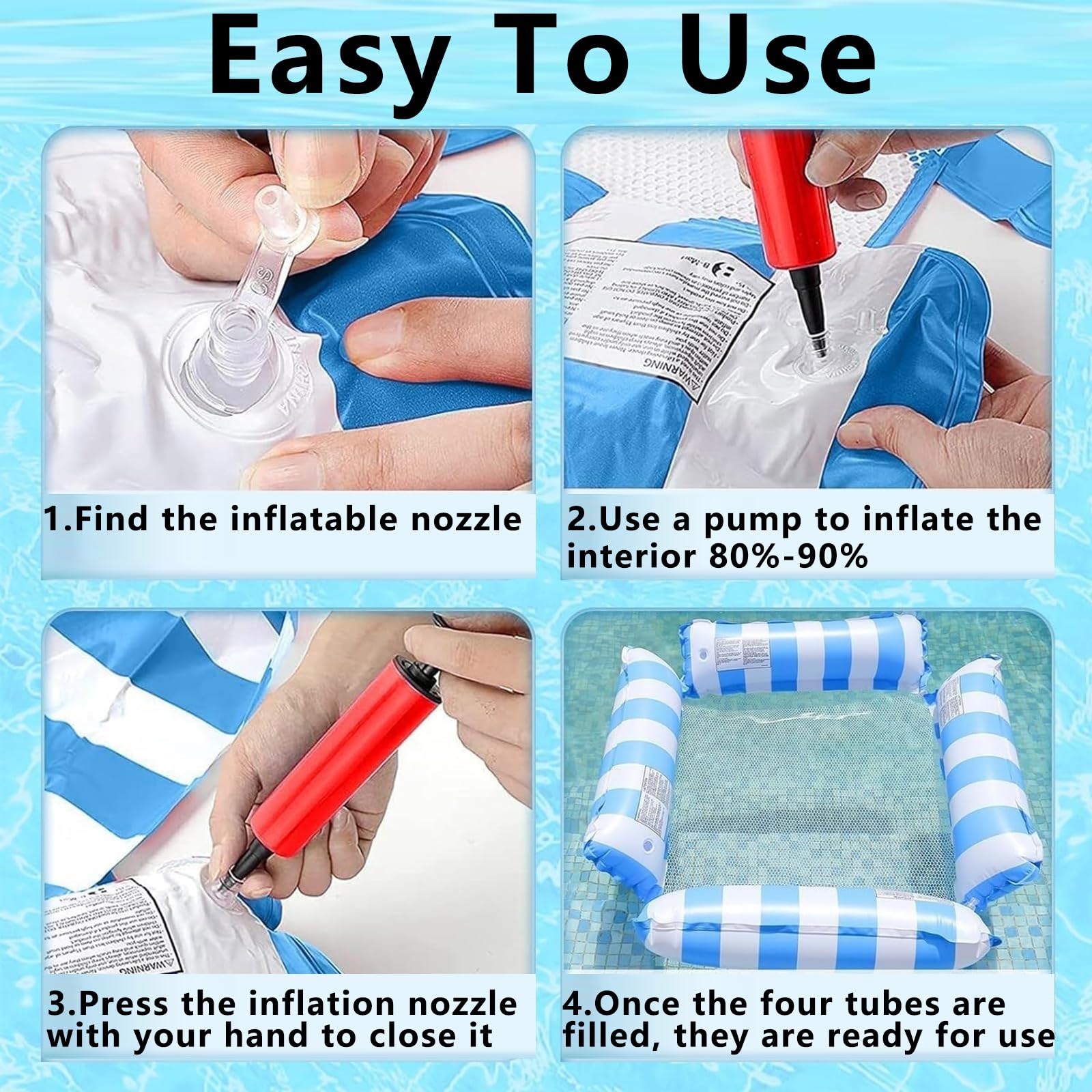 Amaca Gonfiabile 2 Pezzi Amaca Galleggiante per Piscina 4 in 1 Sedia Galleggiante per Piscina Materassino Gonfiabile Mare Piscina Amaca Gonfiabile Mare Materassino Mare