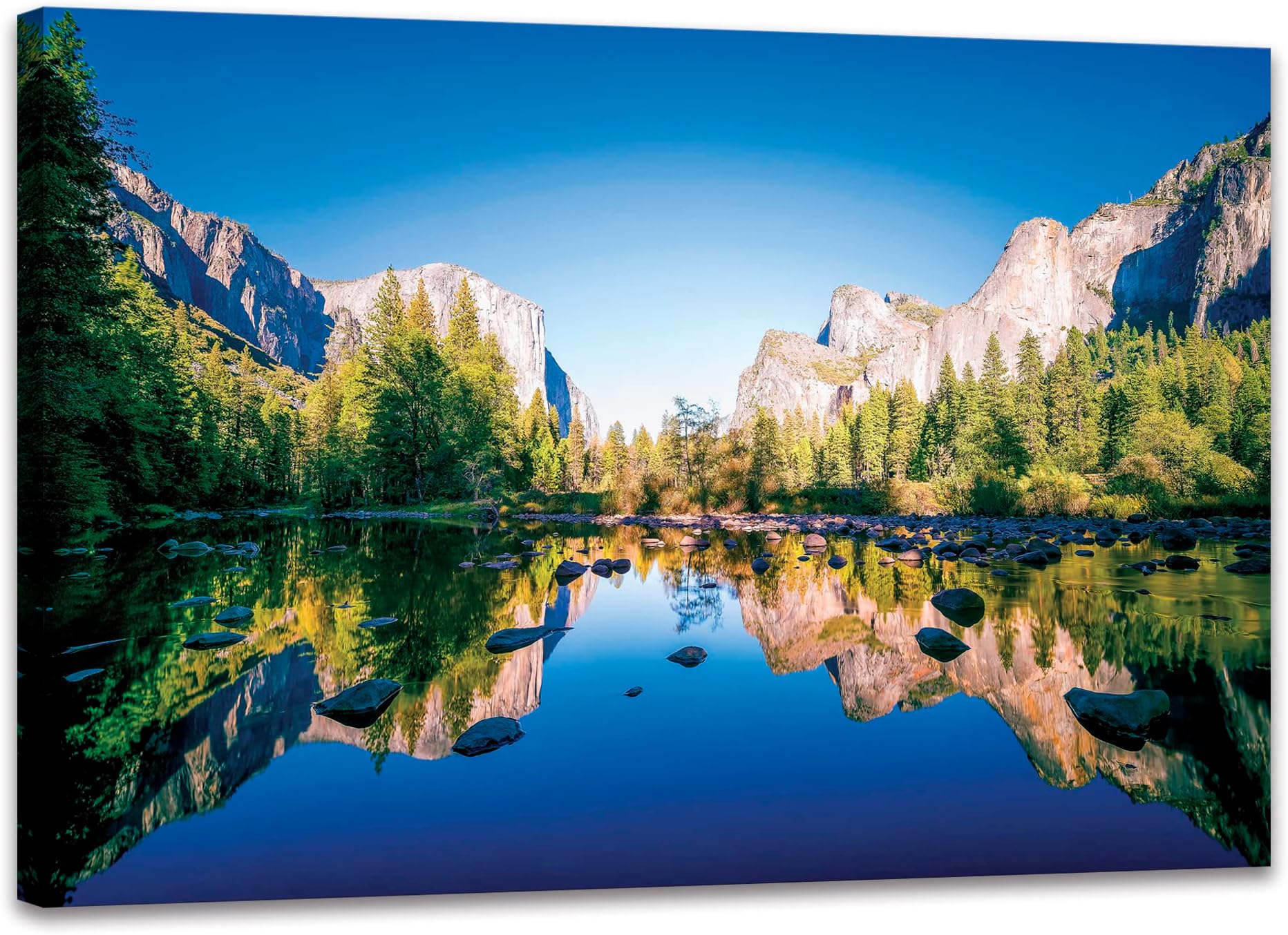 SKASNFAI Yosemite National Park Canvas Wall Art Forest Artwork Blue Lake Picture Prints Framed Home Decor for Bedroom Living Room (20x30 inch)
