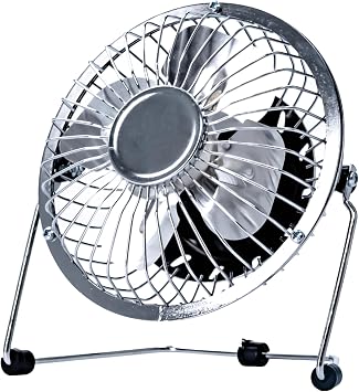 Status USB Desk Fan | 4 Inch Portable Mini Fan | 2 Speed Small Fan | Chrome | SUSBCRMFAN1PKB4