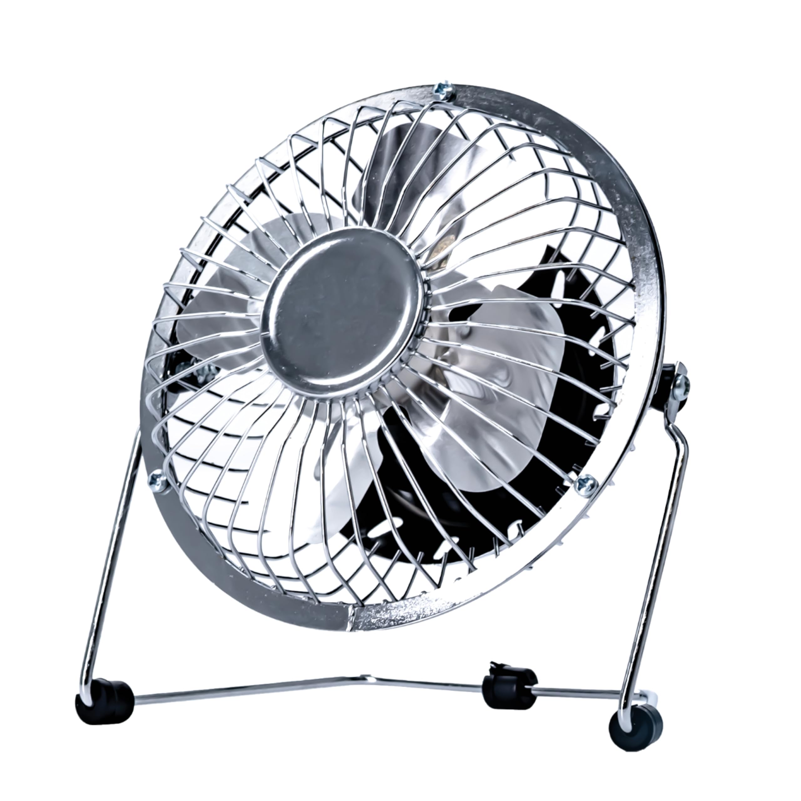 Status 4 Inch USB Desk Fan, Mini Portable Single Speed Personal Cooling Fan for Office, Laptop and Travel Use, Chrome (SUSBCRMFAN1PKB4)