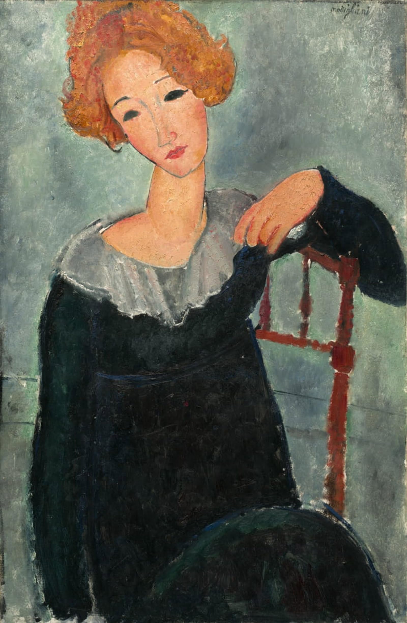 POSTERIIk Vintage Art Print Images Pictures Print Woman with Red Hair by Amedeo Modigliani Modern Colour Posters for Office Home Decor 60x90cm