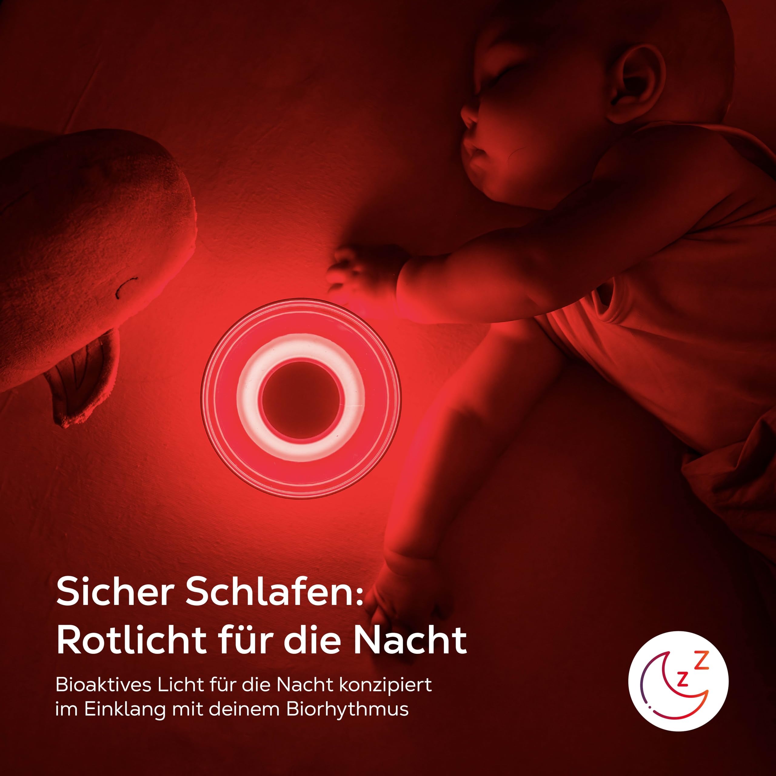 CleanSleep Nachtlicht – Rotlicht Lampe & warmes Abendlicht für ruhige Schlafroutinen – Dimmbares LED Licht mit Akku, Touchsteuerung & Deep Red Light