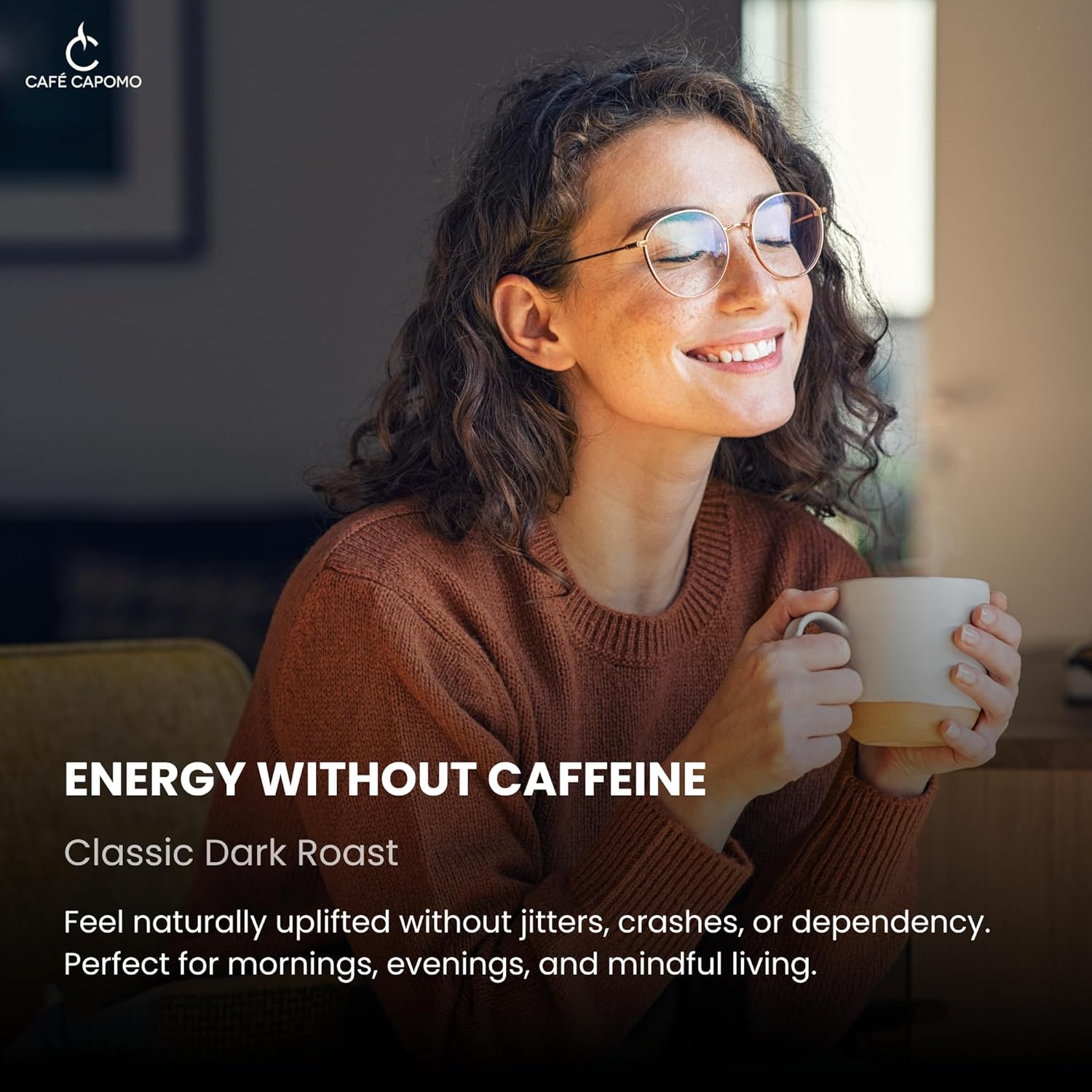 Cafe Capomo Reserve - Coffee Substitute - Caffeine Free - Acid-Free, Organic, Herbal Coffee Alternative - 11oz