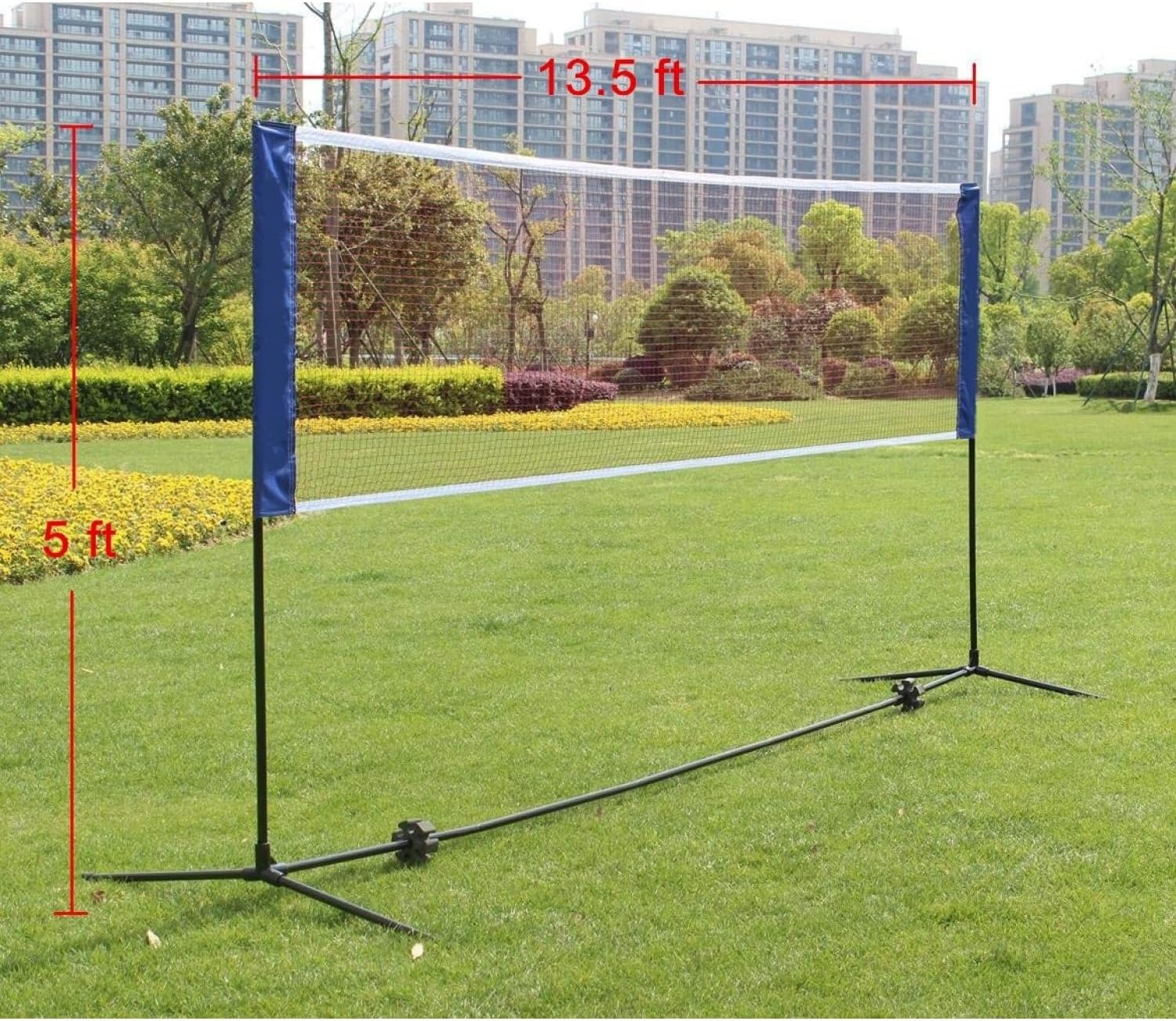 Portable Large Volleyball Badminton Tennis Net with Carrying Bag Stand/Frame 14FT
