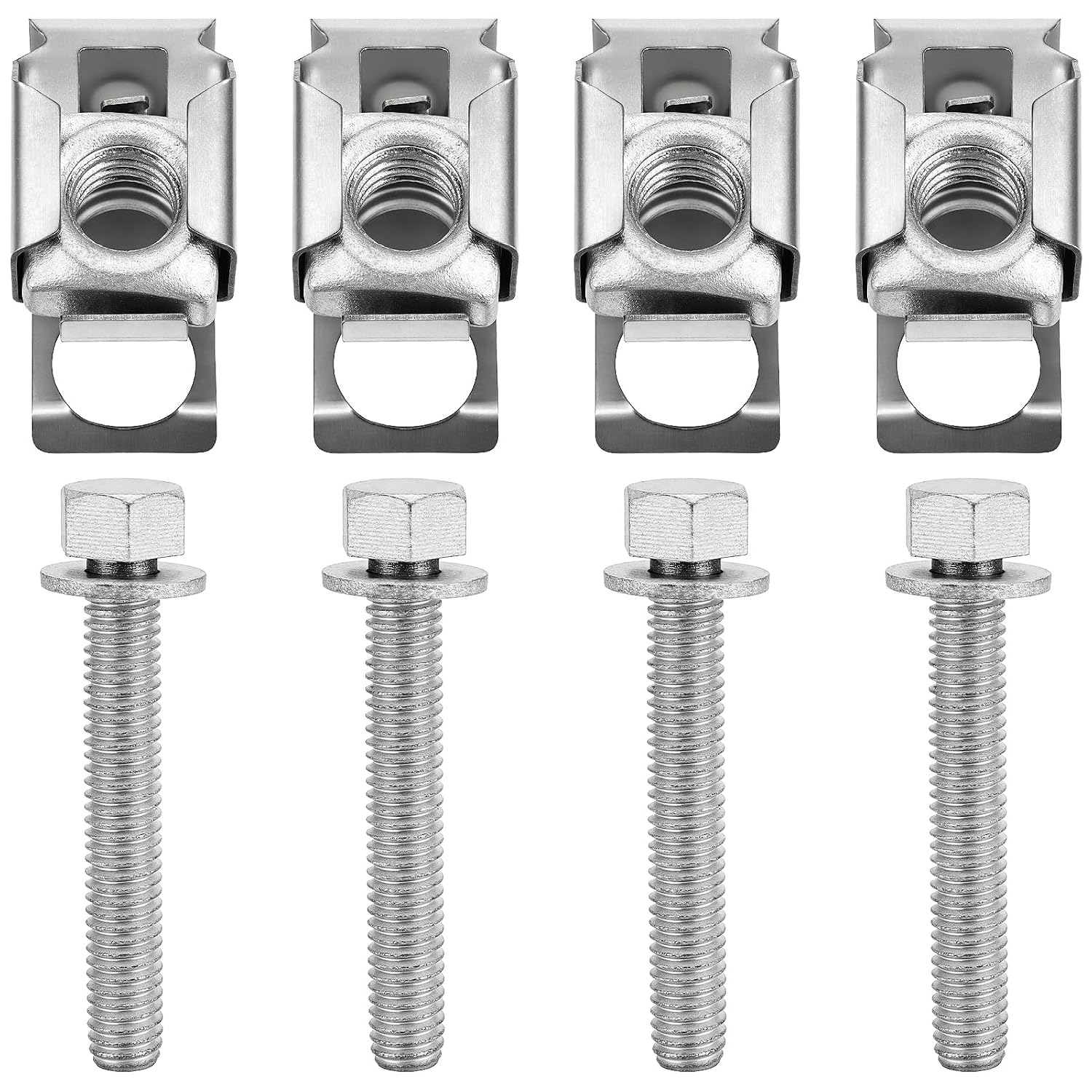 4 Sets Exhaust Manifold Flange Bolts U Nuts Hardware Kit 03442 for Ram 1500 2011-2024 for Durango Dakota 2004-2010 for Jeep Wrangler 2007-2012 6036734AA 6036684AA 55366000AA