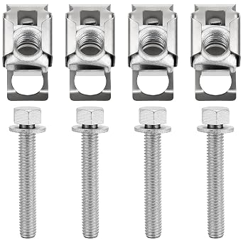 4 Sets Exhaust Manifold Flange Bolts U Nuts Hardware Kit 03442 for Ram 1500 2011-2024 for Durango Dakota 2004-2010 for Jeep Wrangler 2007-2012 6036734AA 6036684AA 55366000AA