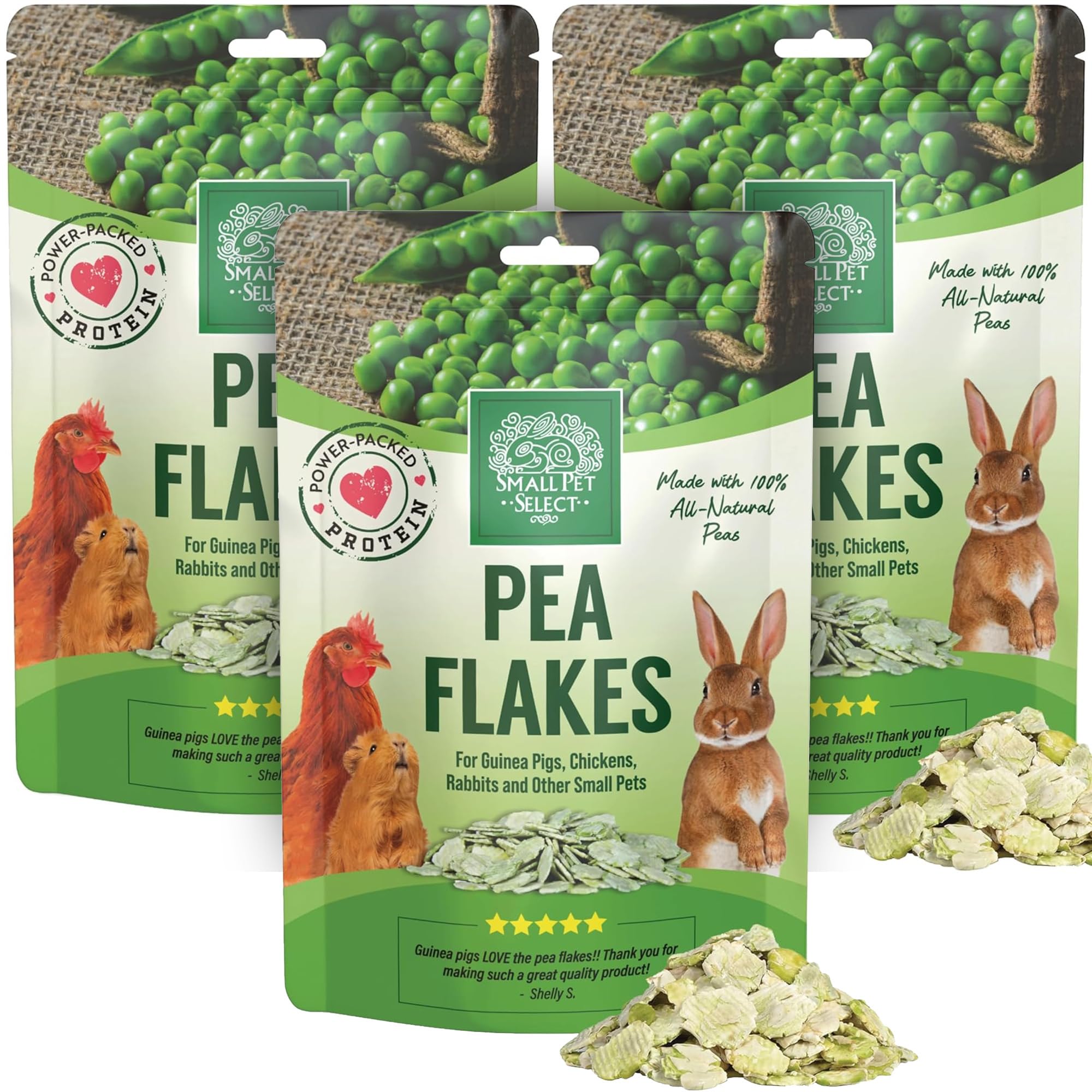 Small Pet Select - Pea Flakes, Naturally Dried Pea Flakes for Guinea Pigs, Chicken, Rabbits and other Small Pets (3lb (3 pack 1lb)) — image 1