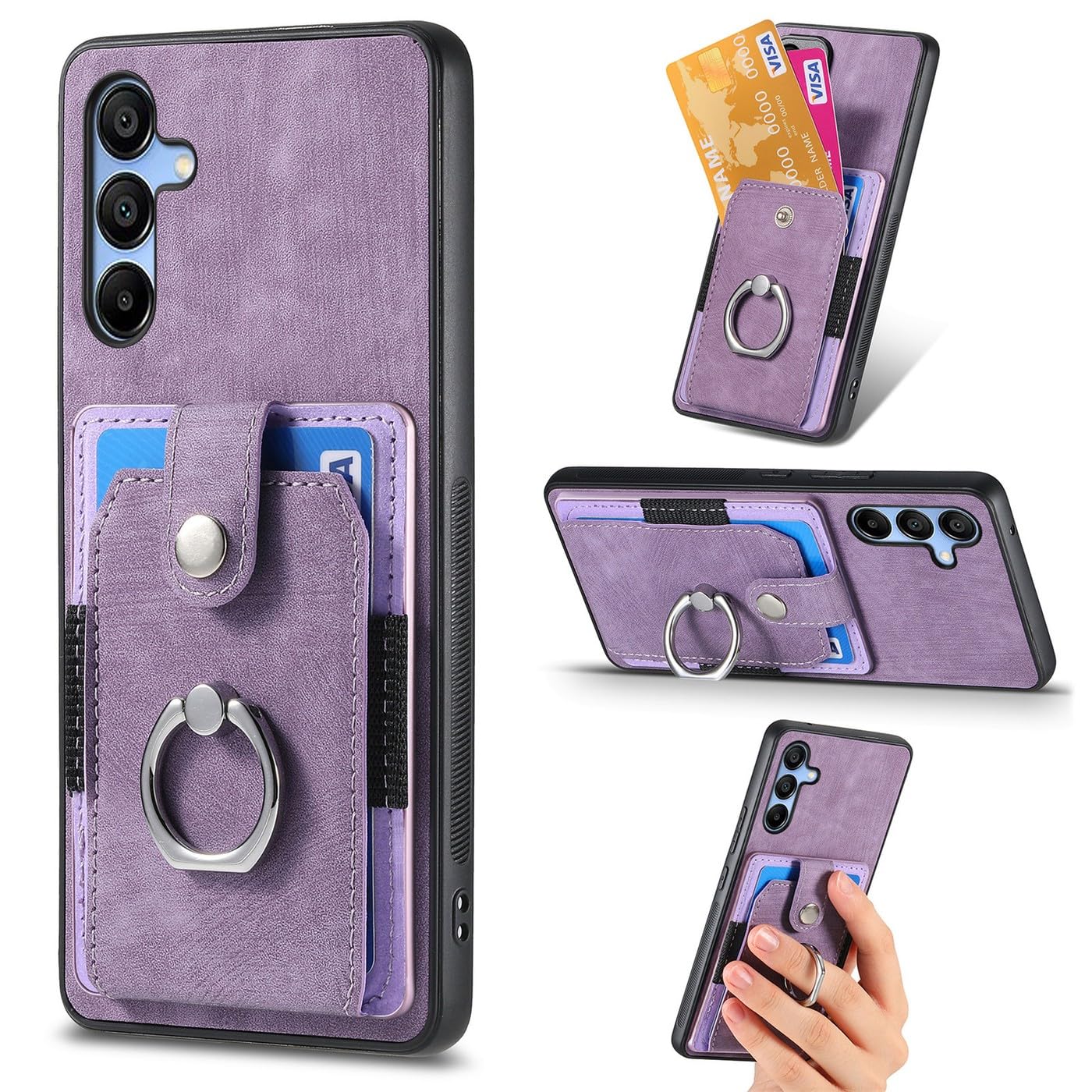 Funda Samsung Galaxy A16 antigolpes con tarjetero morada 8