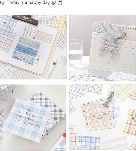 Miniatura 4 de Paquete de 9 notas no adhesivas, notas estéticas en blanco, suministros para álbumes de recortes, cubo de elementos de celosía, papel de origami,