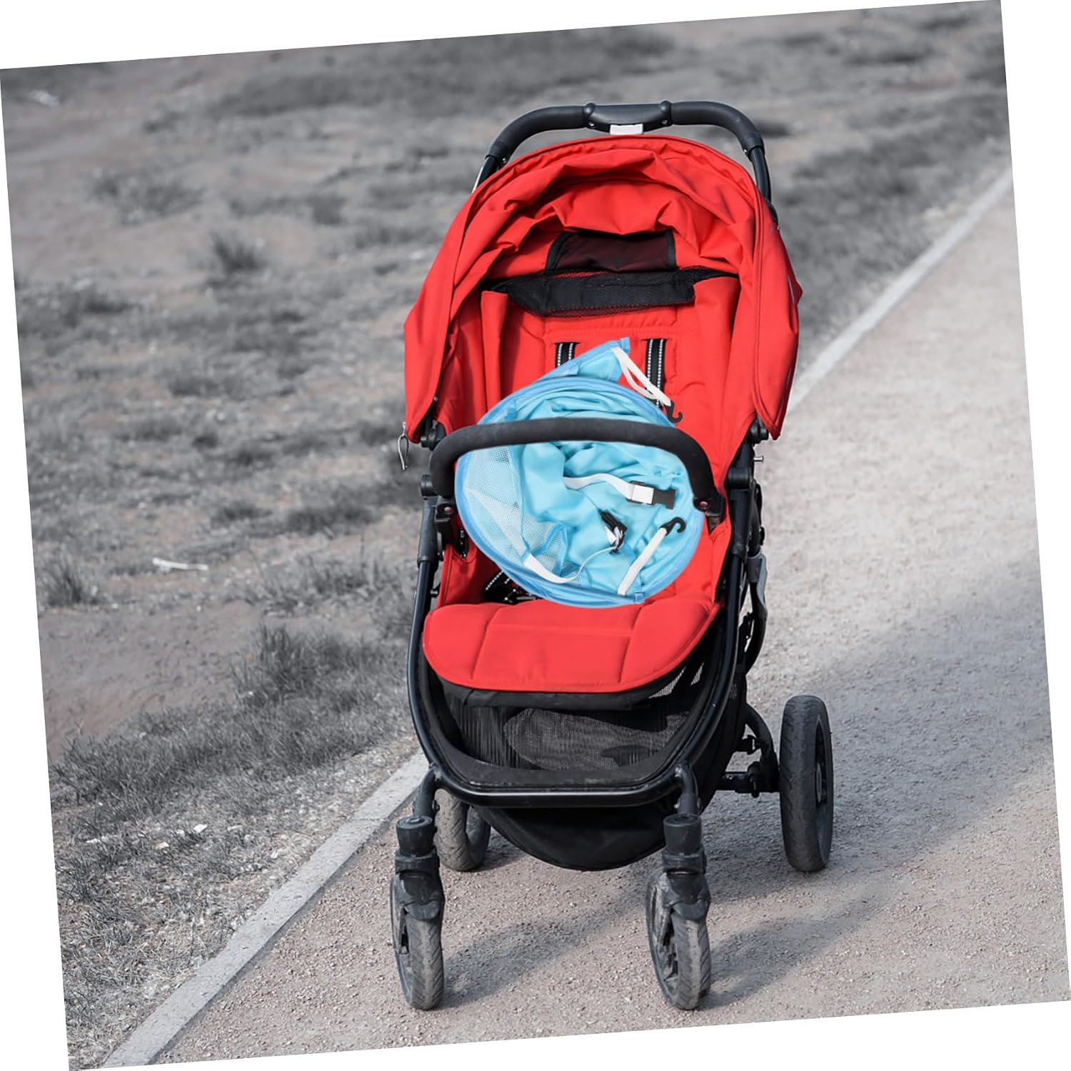 Stroller Sun Shade Canopy with UV Protection and Rain Cover Easy to Install Outdoor Pushchair Sunshade for Pram Versatile Fit for Strollers Blue