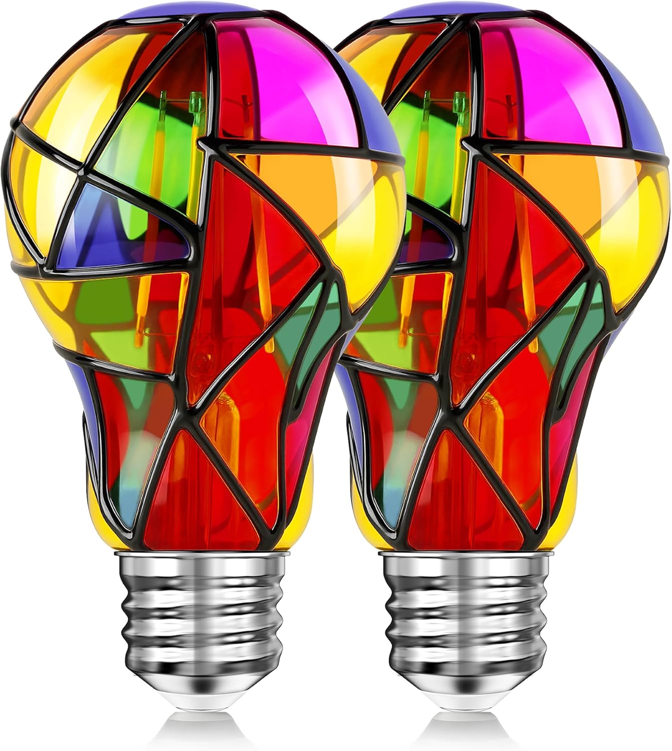 Eternyx Dimmable LED Stained Glass Light Bulb, HandPainted Colored