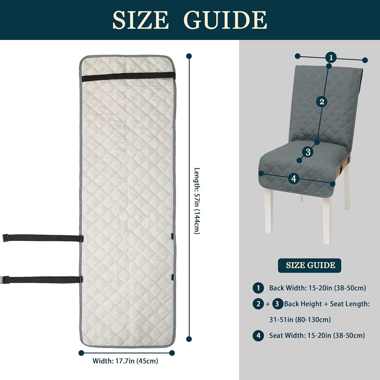 Yonus Waterproof Dining Chair Cover Office Chair Cover Water Resistant Dining Room Chair Cover Kitchen Chair Slipcover Computer Chair Cover with Anti-Slip Buckle (Grey, 1PCS)