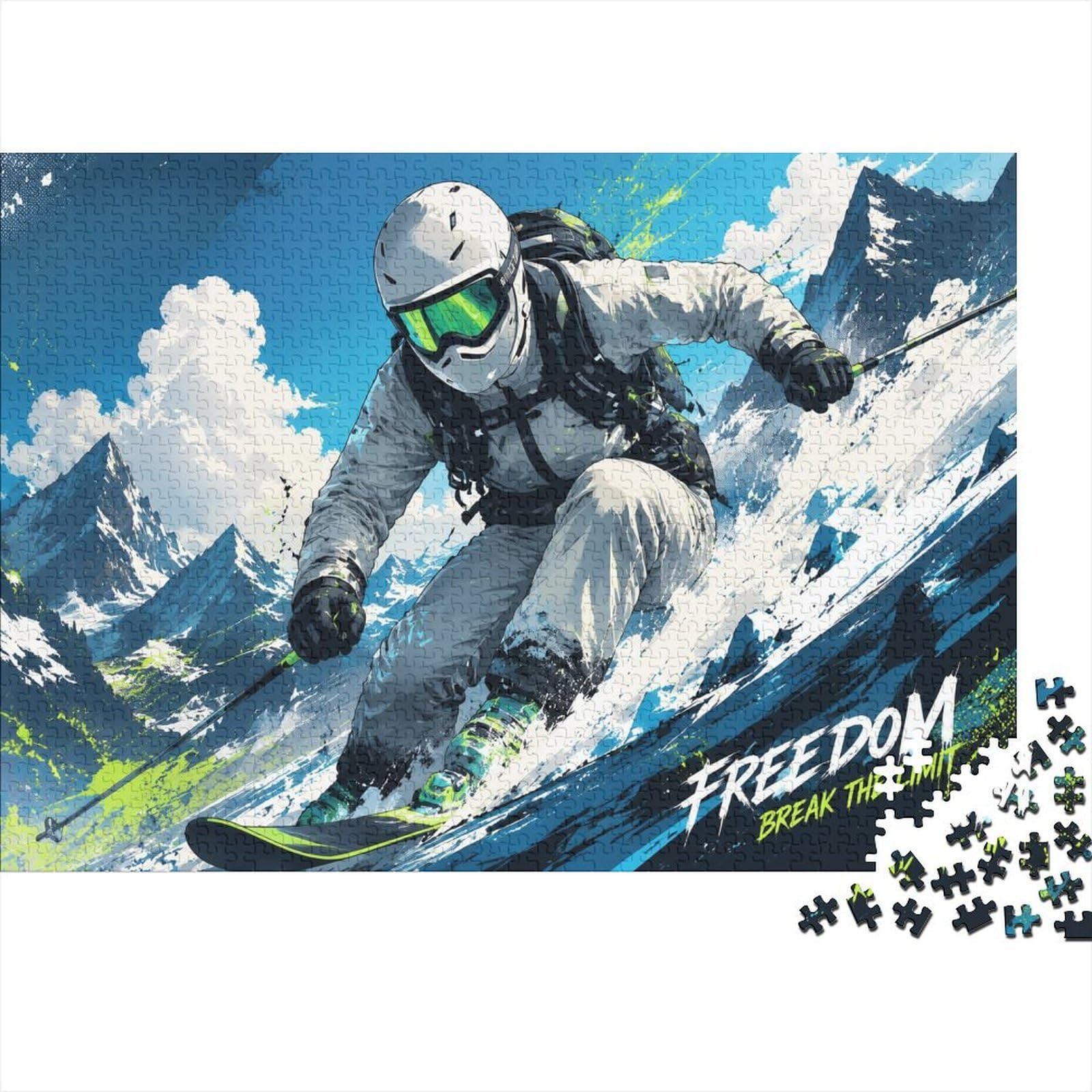 1000 Pieces Mini Jigsaw Puzzle Skiing Mountain for Adults