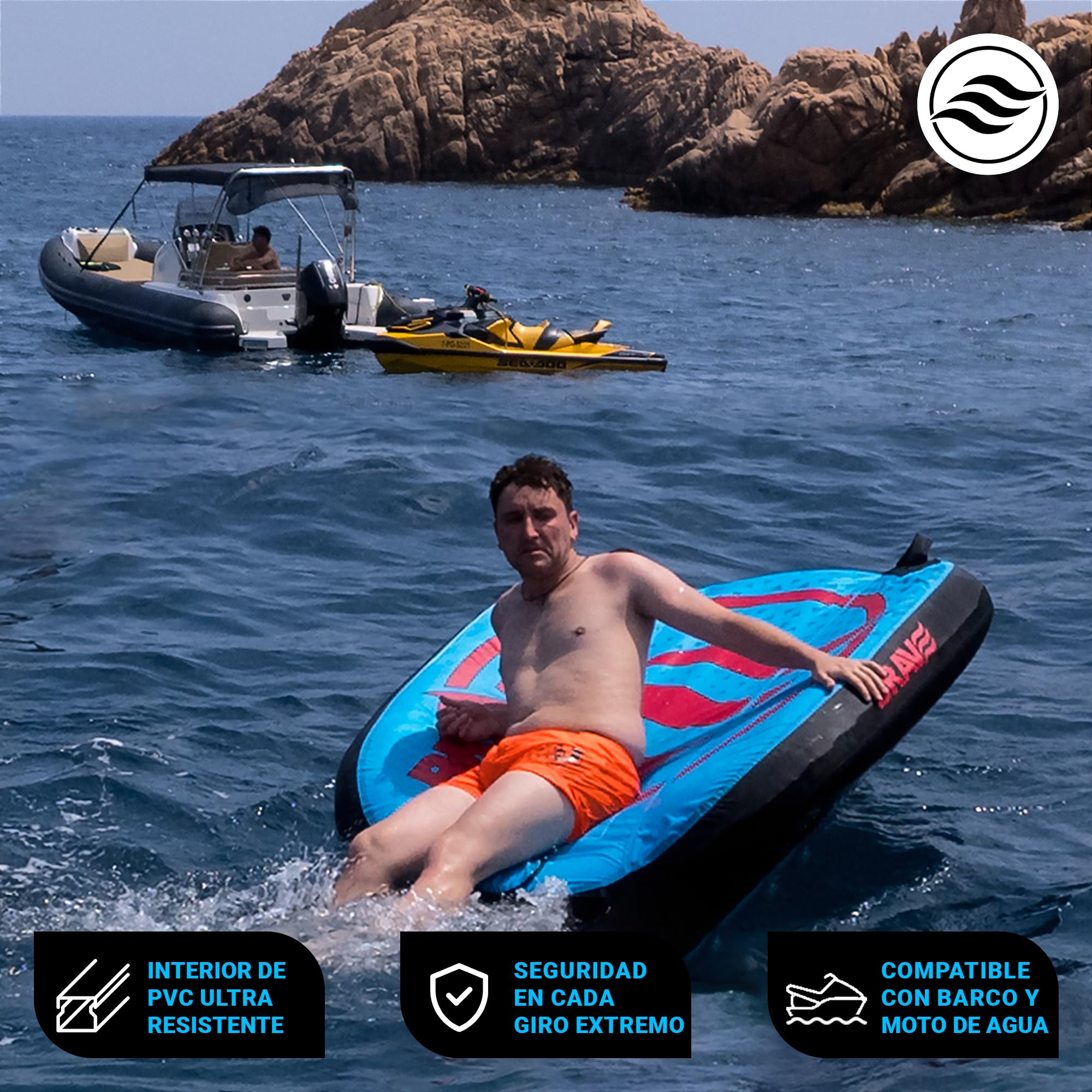BRAVE SPORTS Flotador de Arrastre Inflable para Deportes Acuáticos - Tubo Remolcable Resistente