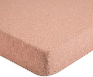 Crane Baby Fitted Sheet, Soft Cotton Fitted Sheet for Cribs and Nurseries, Beige Copper, 28”w x 52”h x 9”d