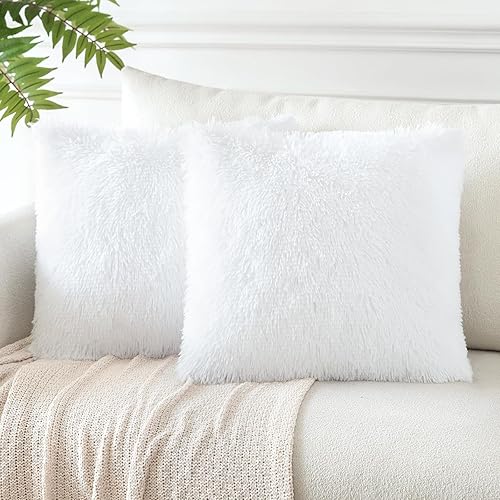 Miniatura 10 de OTOSTAR Paquete de 2 fundas de almohada decorativas de lujo de piel sintética suave de 18 x 18 pulgadas, fundas de cojín cuadradas sólidas para