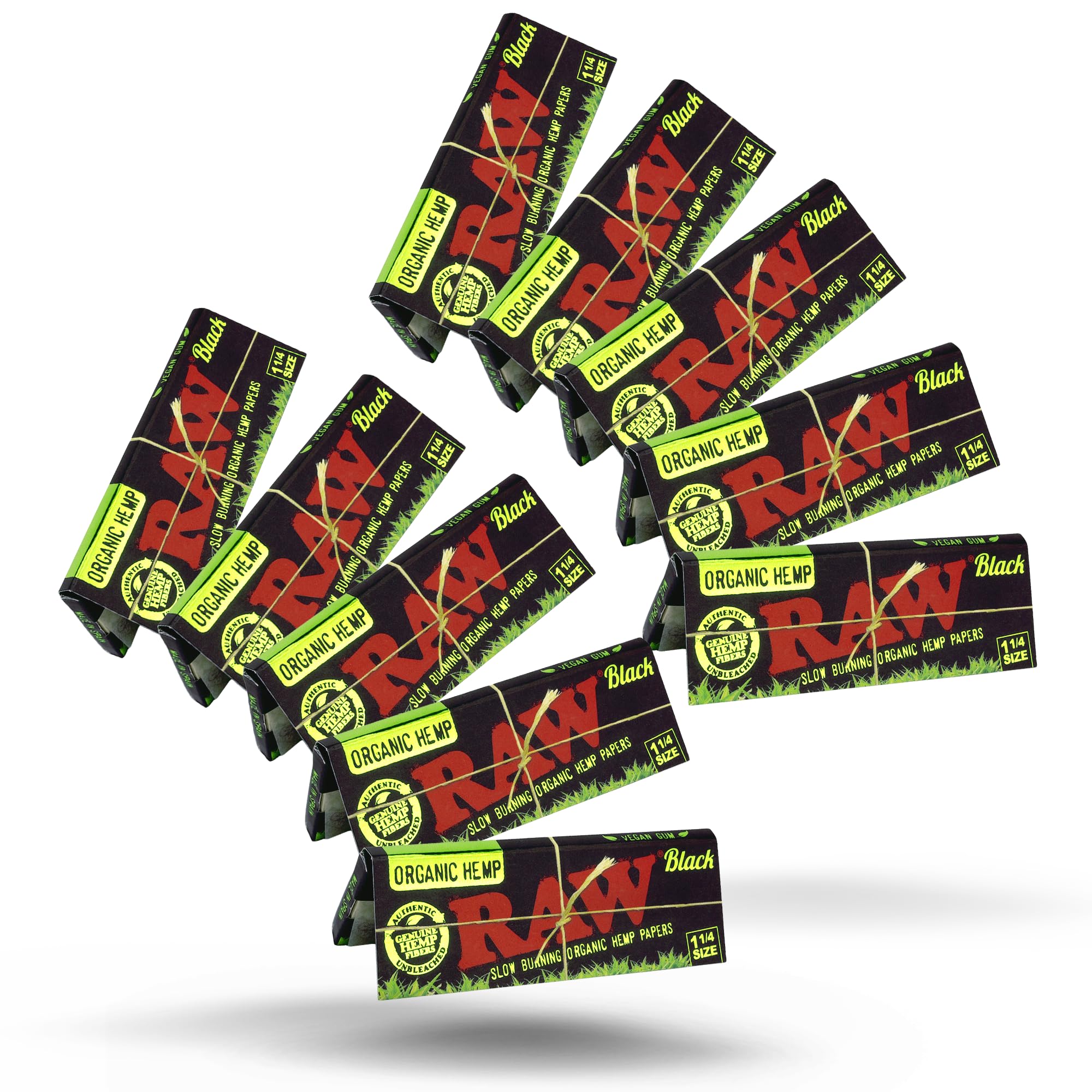 Black Organic 1 1/4 Rolling Papers - 10 Pack - 50 Leaves per Pack = 500 Leaves
