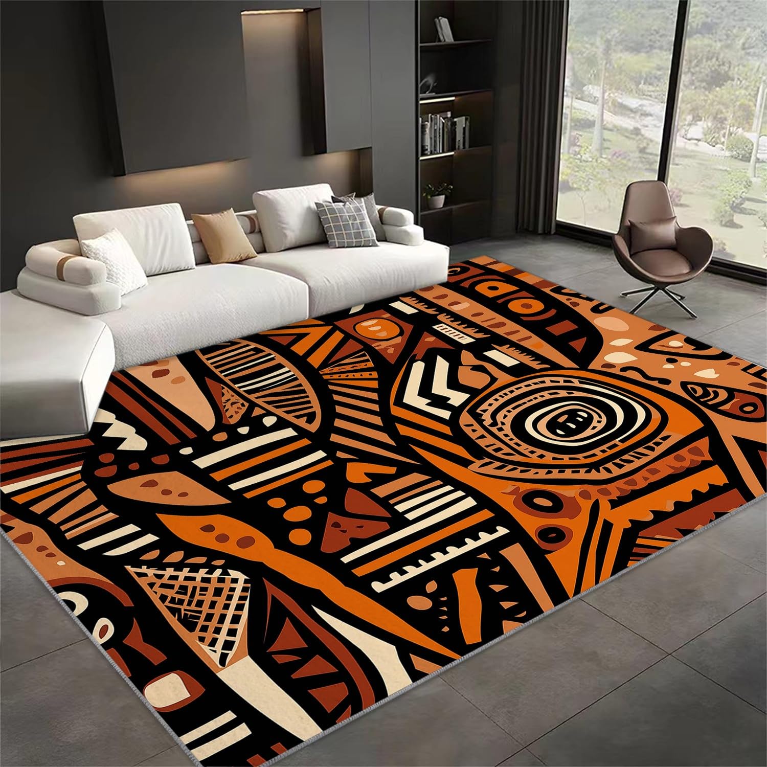 Tapis symboles traditionnels pour salon et chambre déco africaine