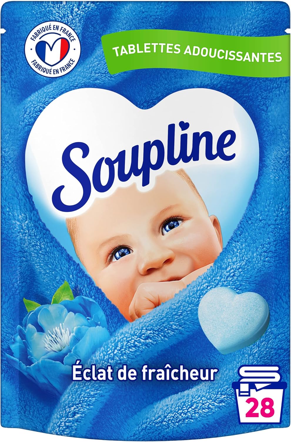 SOUPLINE Softener Tablets Heart Shine of Freshness 89% Ingredients of Natural Origin Dermatologically Tested Fabric Softener for Laundry 28 Tabs = 28 Washes