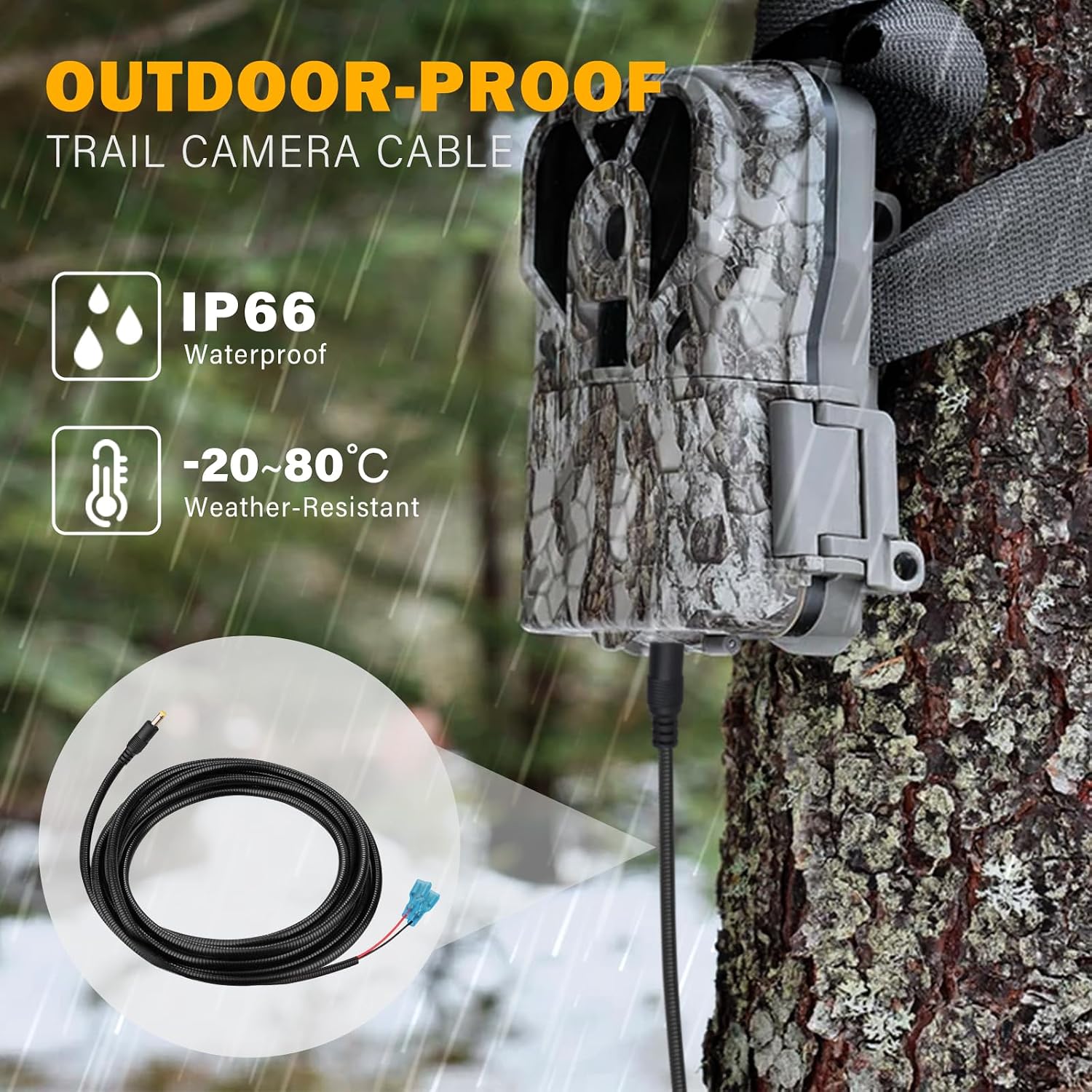 KSK 79-inch Chew Proof Trail Camera Power Cord (2 Pack), 4.0x1.7mm DC External Power Cable, Compatible with Tactacam Reveal, X, XB, SK, Wise Eye, Spartan Gocam, etc