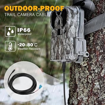KSK 79-inch Chew Proof Trail Camera Power Cord (2 Pack), 4.0x1.7mm DC External Power Cable, Compatible with Tactacam Reveal, X, XB, SK, Wise Eye, Spartan Gocam, etc