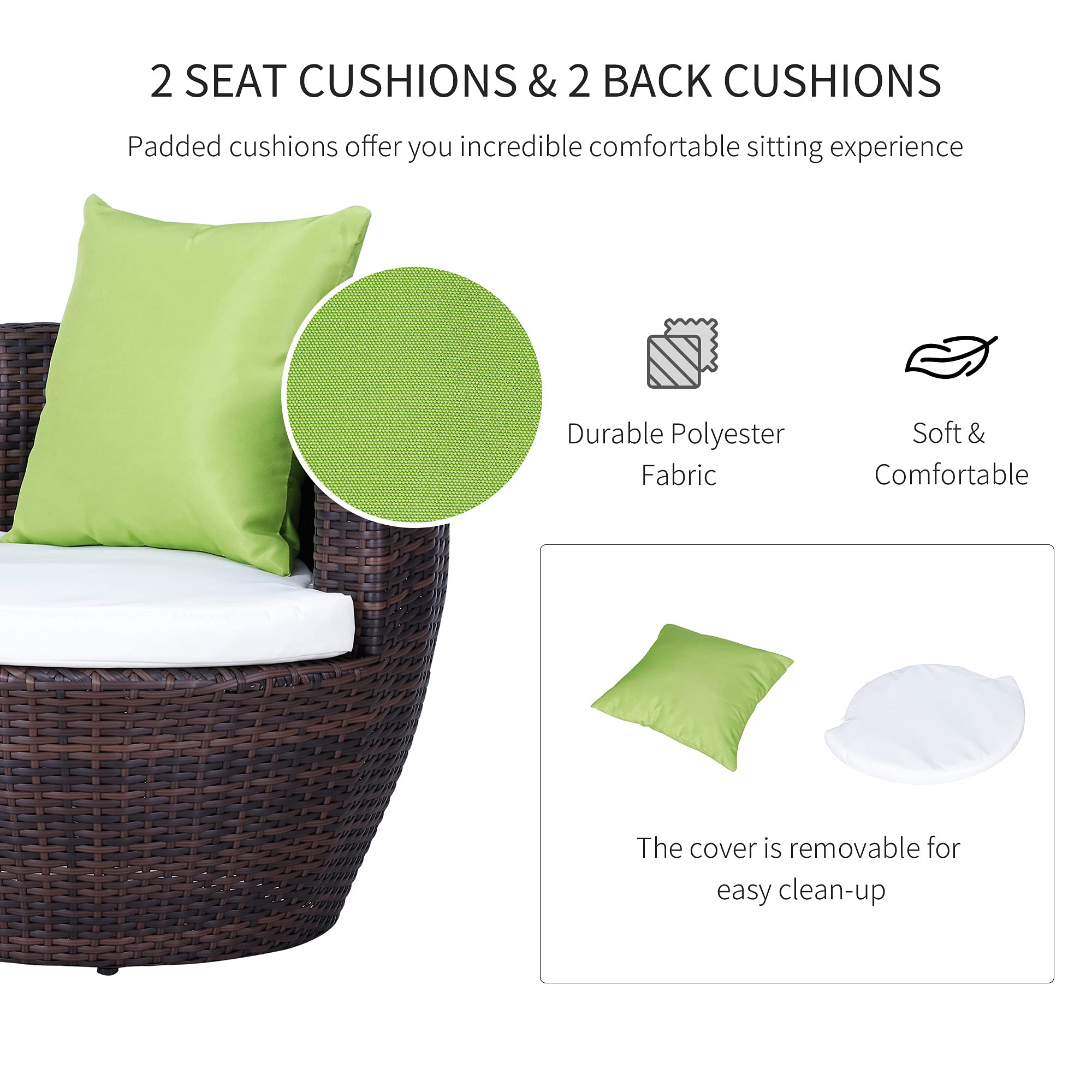 Outsunny Conservatory Patio Outdoor Garden Rattan Furniture Vase Chair