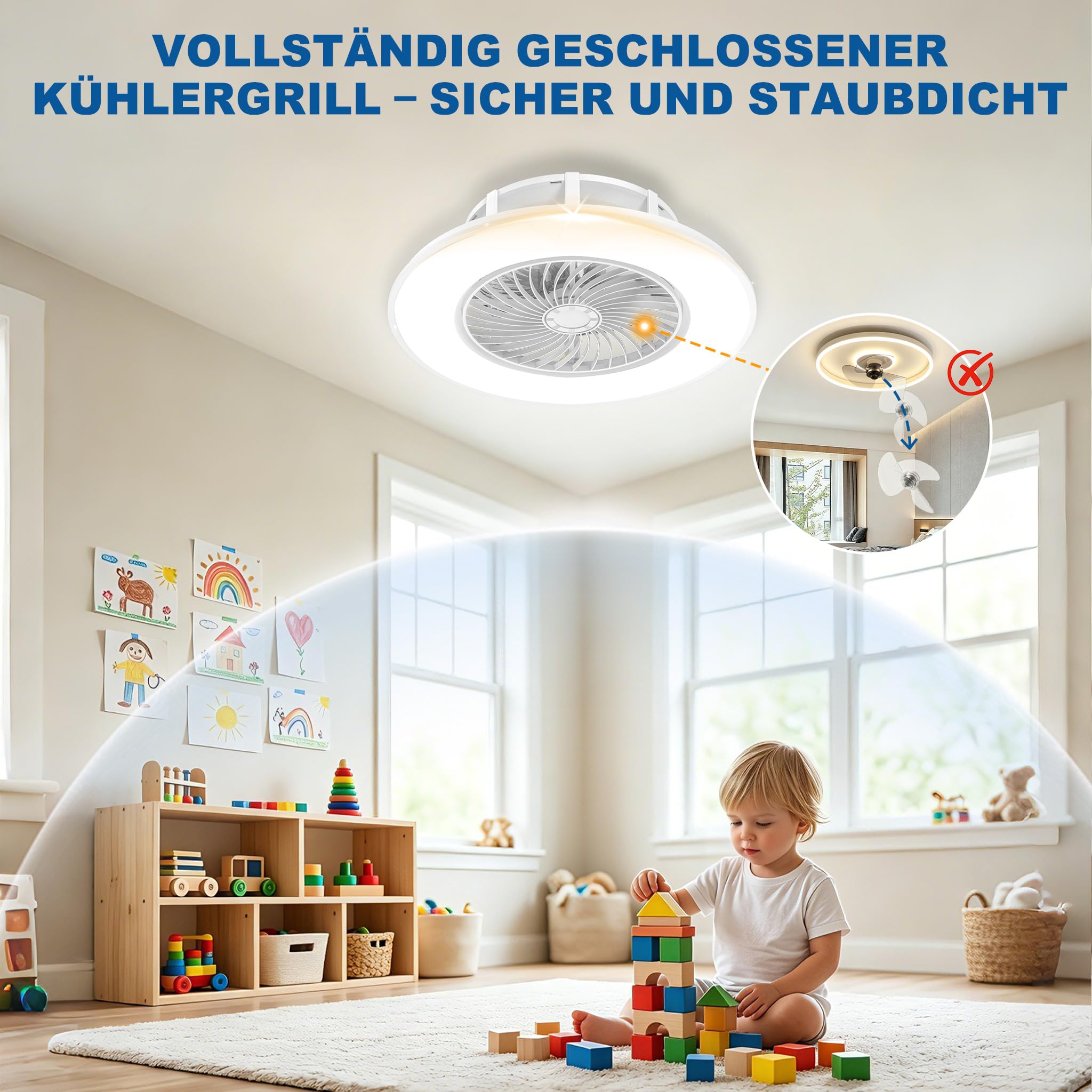 ACXIN LED Deckenventilator Mit Beleuchtung Deckenventilator mit Fernbedienung Lüfterlicht Deckenleuchte Dimmbar Modern Lüfter Lampe Ventilator Deckenlampe 90W