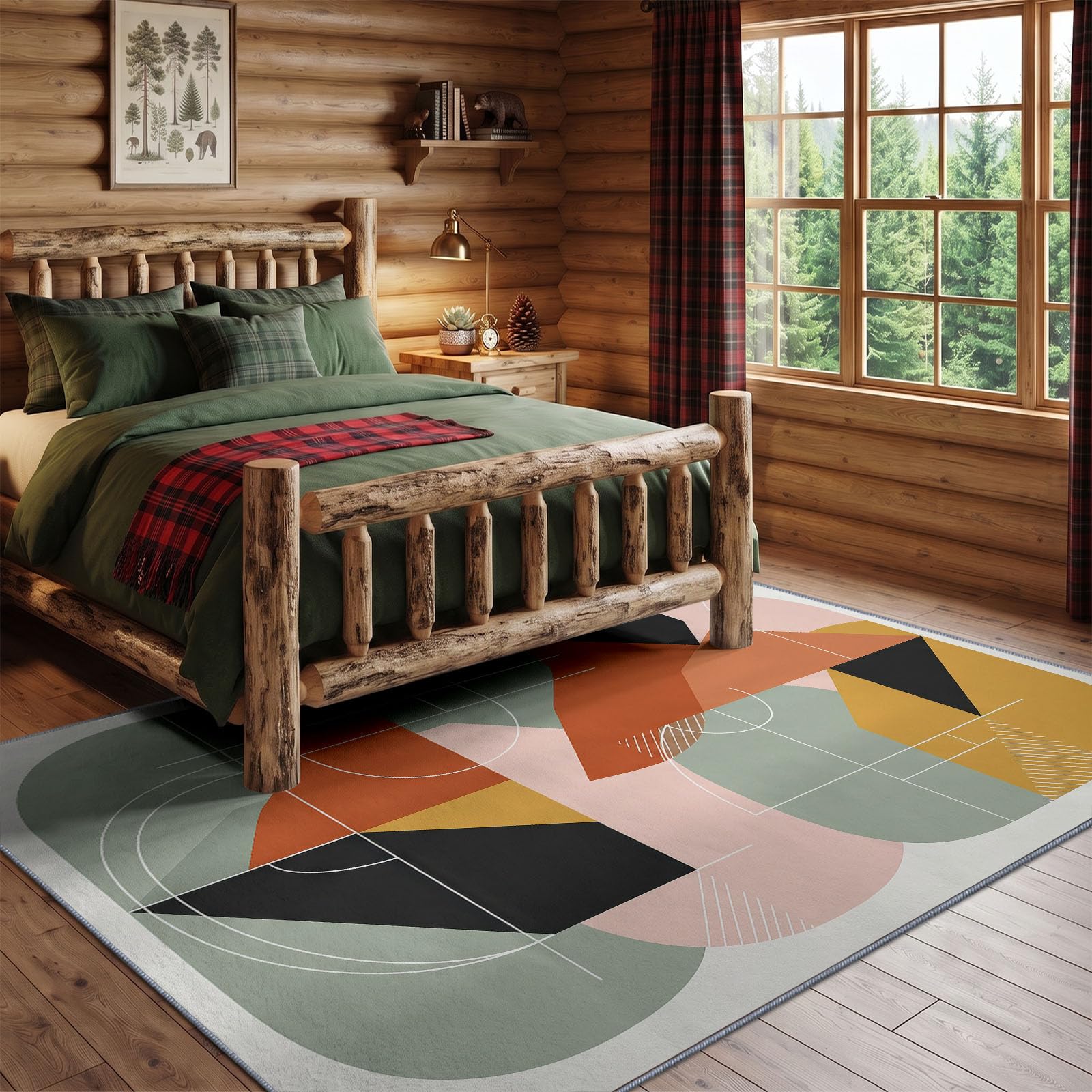 Tapis Lavable Machine Salon 80 x 150 cm, Antidérapant Sol Géométrique Abstrait Poil Bas Doux Collage Géométrique Bloc De Couleur Motif Chambre Cuisine Entrée Salle Détente Décoration Maison, Blanc