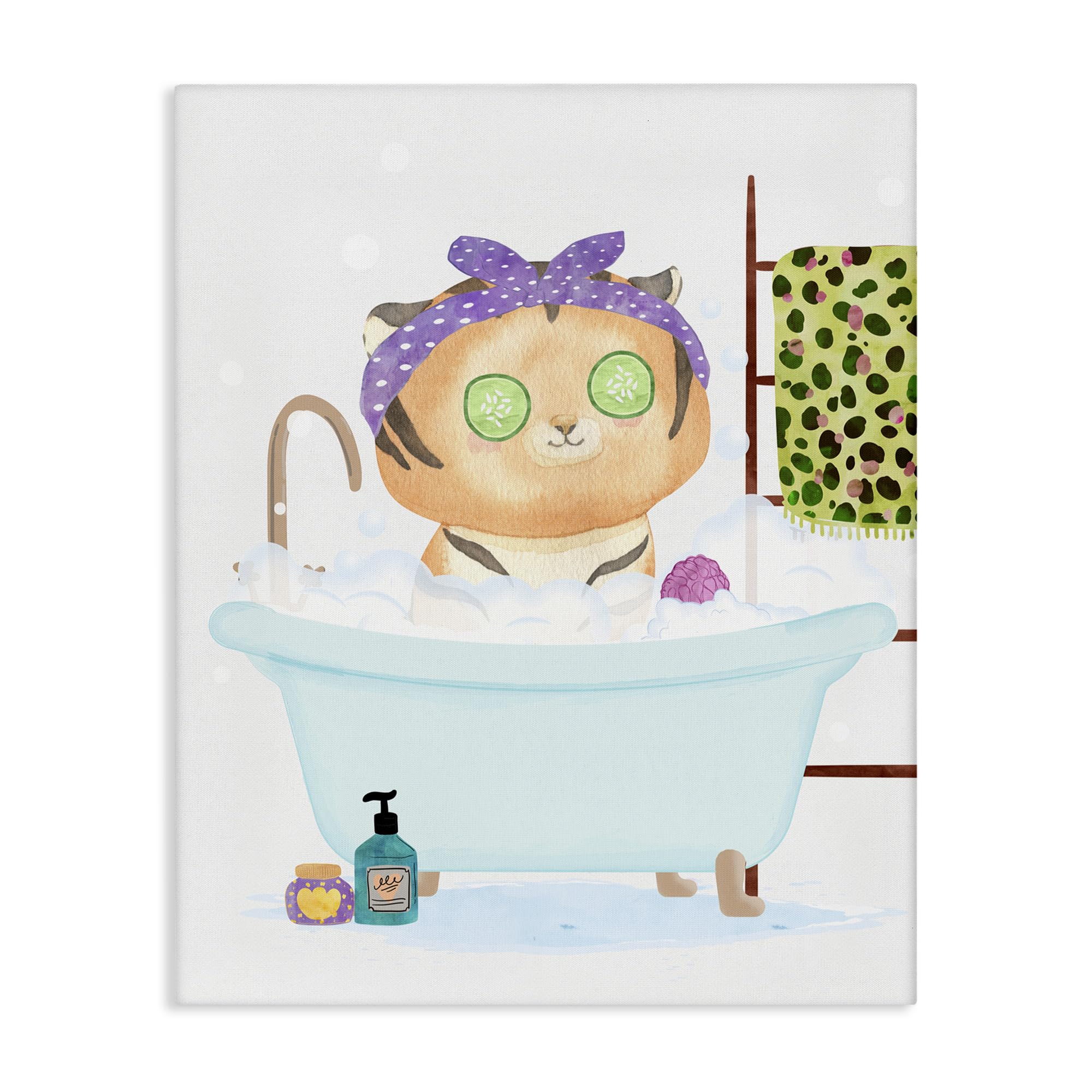 Stupell Industries 'Children's Tiger Bubble Bath Cute Safari'| Canvas Art