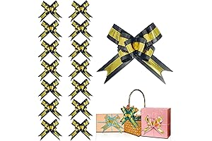 15 Embossed Black and Gold Pull Bows for Elevated Gift Wrapping