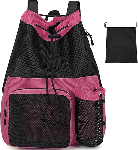 Lohol Mochila grande de malla con cordón y bolsa para zapatos, saco de natación duradero con asa para deportes, gimnasio, yoga, playa, viajes