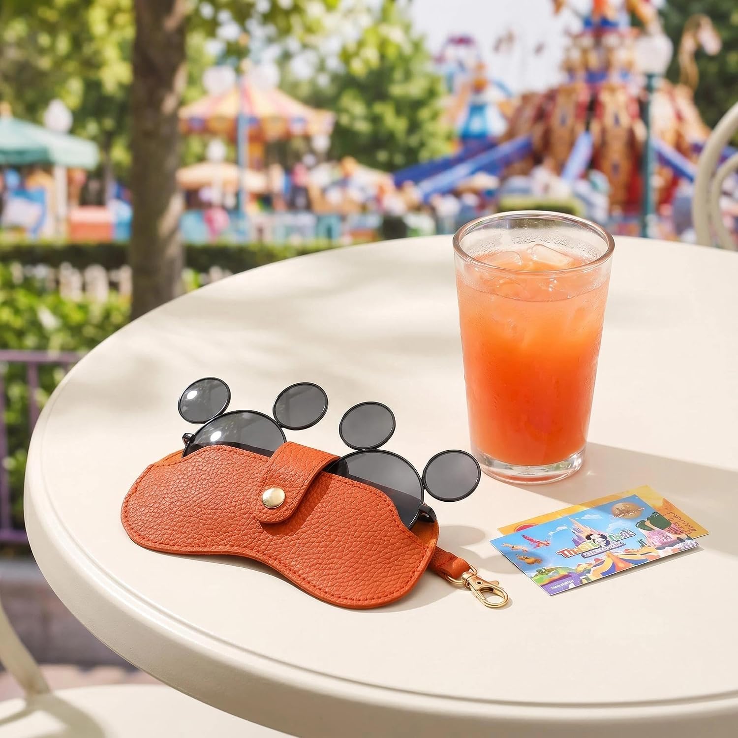 Mouse Ears Sunglasses for Women Adults, Mouse Sunglasses UV Protection with Leather Case, Fun Glasses for Cosplay