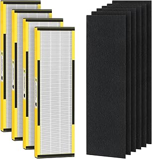 SAKEGDY 4 Pack FLT4825 Replacement Filter B, Compatible with Purifier Models AC4825 AC4300 AC4800 AC4900 AC4850, 4 True HEPA Filters + 6 Activated Carbon Pre-Filters