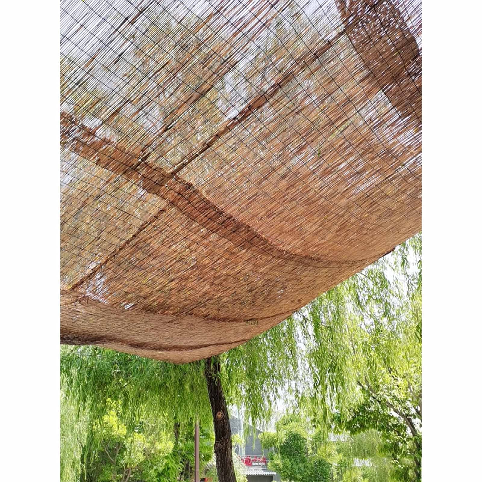 Karbonizowana naturalna zasłona trzcinowa, bambusowe rolety z podnośnikami, balkon, taras, pergola, zasłona przeciwsłoneczna ze słomy, do użytku na zewnątrz zwijane, konfigurowalne, szer. x wys. 110 x 120 cm