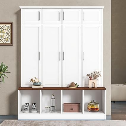 Hall Tree Hallway Shelf And Hooks Entryway Furniture With Storage