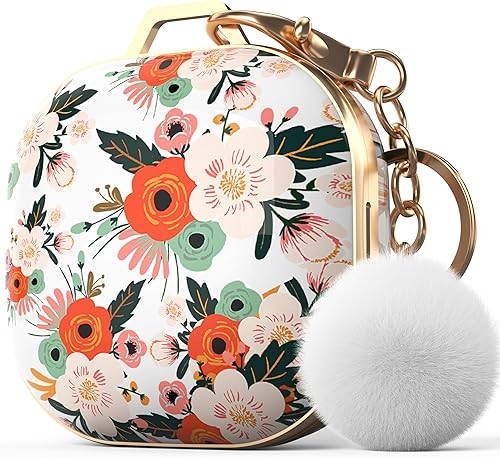 Maxjoy Funda para Galaxy Buds FE2ProLive, funda protectora rígida floral con llavero, diseño floral para mujeres y hombres