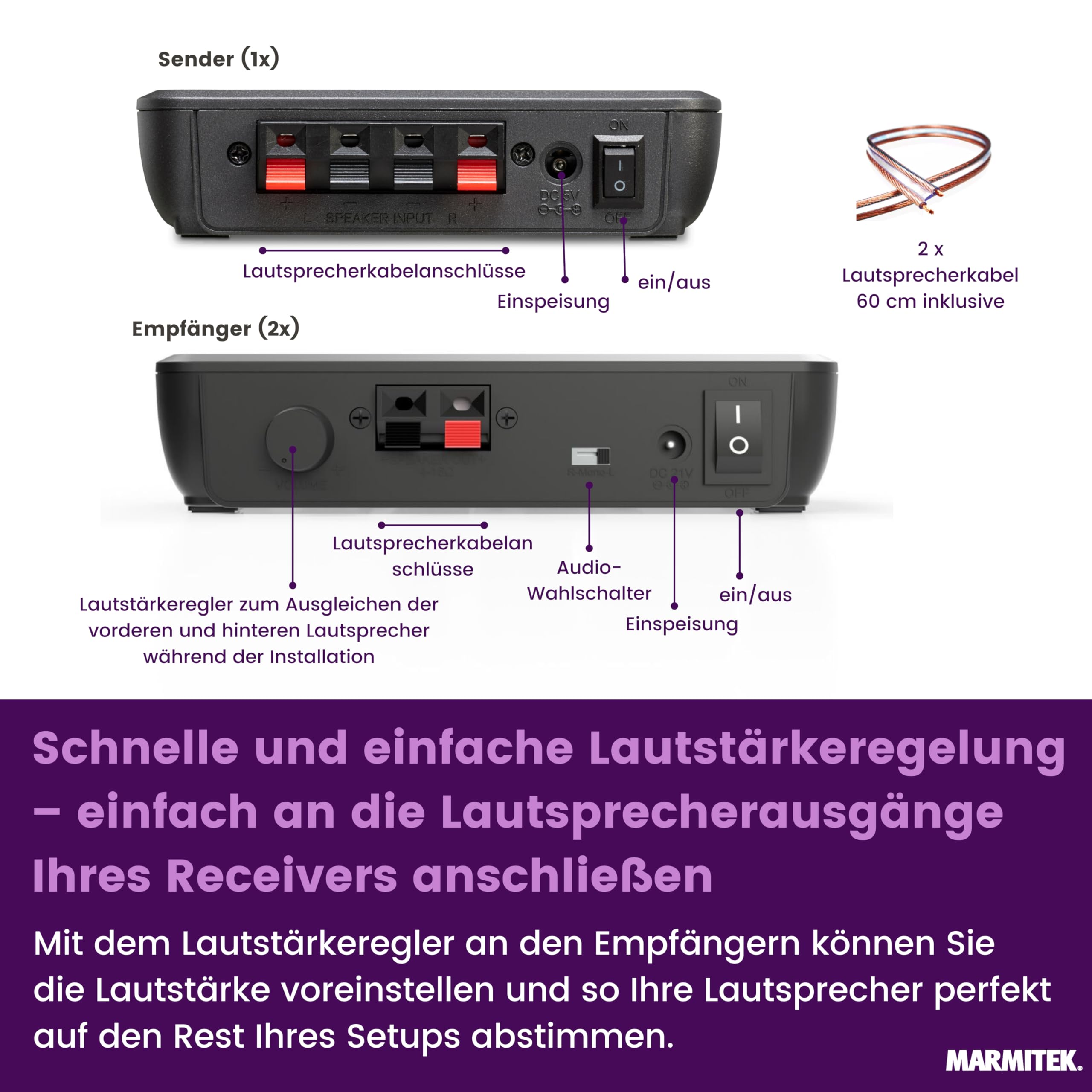 Marmitek Speaker Anywhere 750 - Kabellose Lautsprecherverbindung HiFi 50W – Bild 4