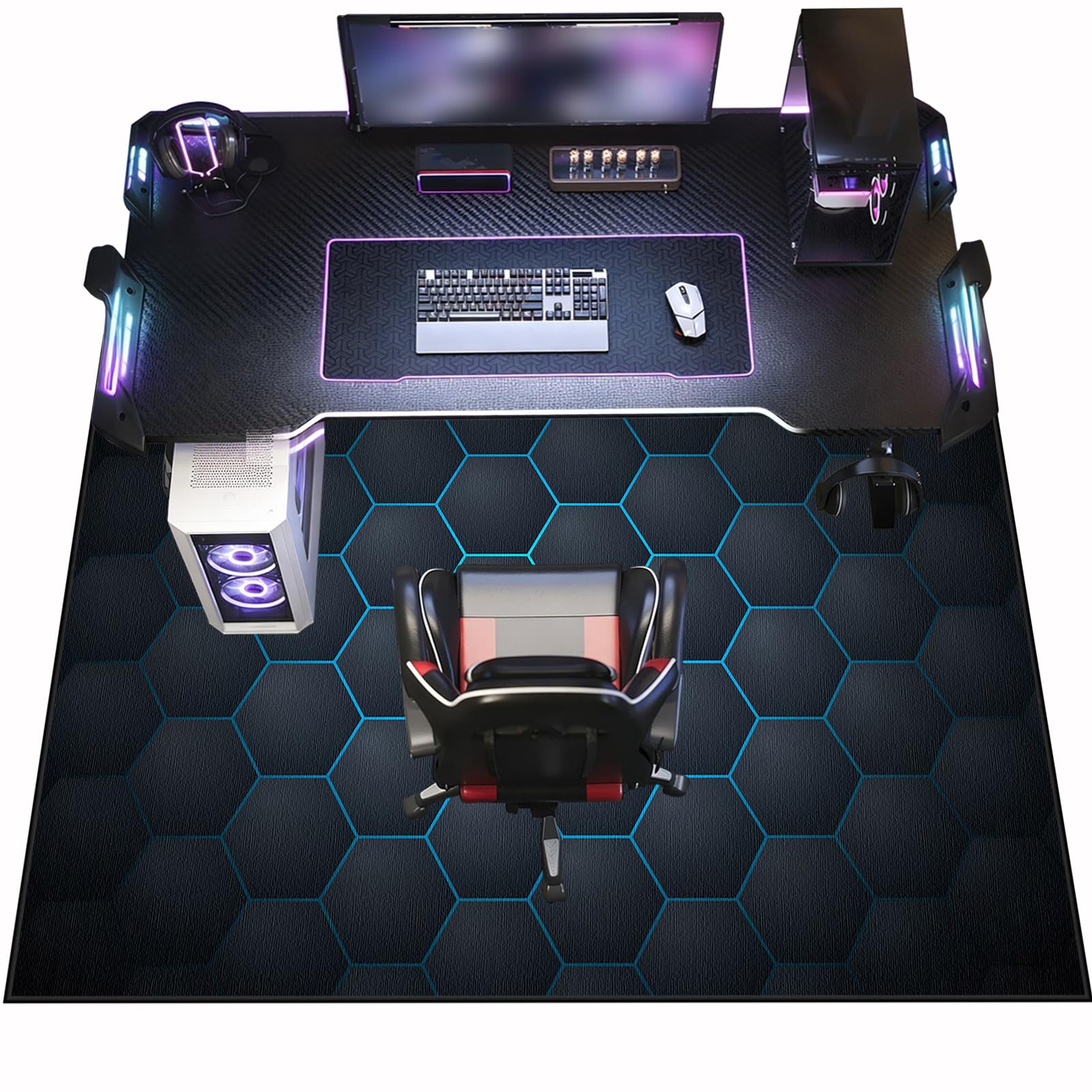Xuegaixia A-989 Office Gaming Chair Mats For Carpeted And Hardwood Floor, 140 X 160 Cm Heavy Duty Floor Mat For Office Chair Anti-Skidding, Carpet Protector Chair Mat For Home And Office, Computer Gaming Chair Mat