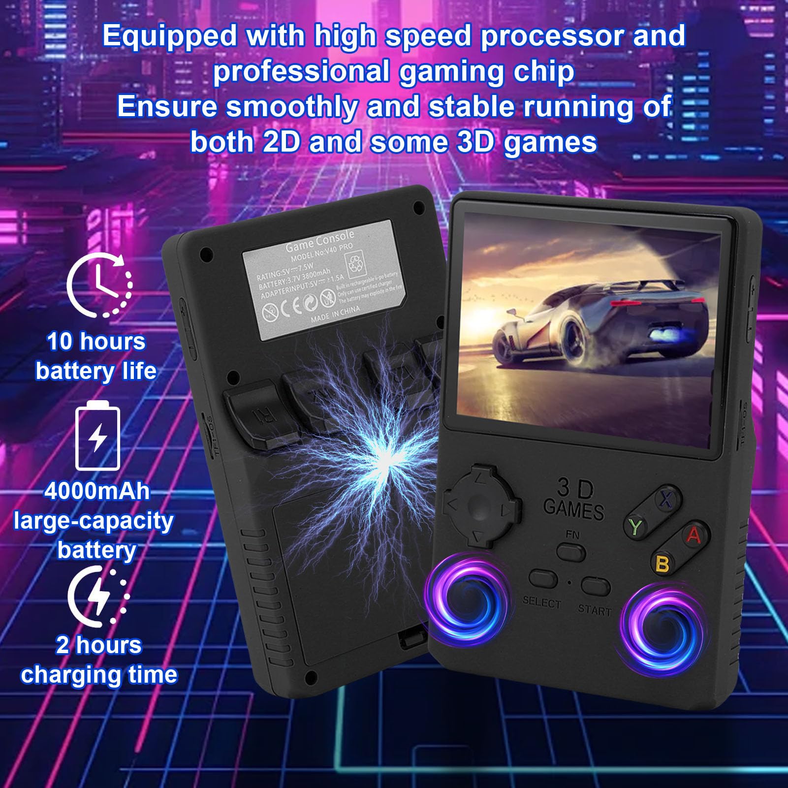 Console Portable V40 Pro Rétro 256Go - 35000 Jeux, Batterie 3800mAh, Écran 3.5" Linux