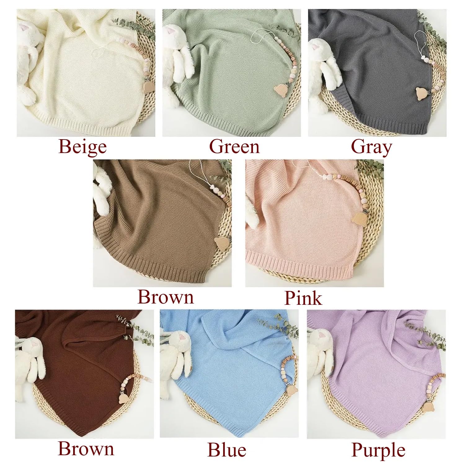 Coperta Personalizzata In Cotone Lavorata A Maglia Con Nome, Nome E Motivi Ricamati, 76 X 102 Cm, Coperta Cellulare Personalizzata Per Passeggino Neonato, Regalo Per Neo Mamme