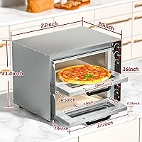 Vista 6 de ZXMT Horno de pizza comercial Horno eléctrico de doble capa para pizza de 16 pulgadas con piedra de pizza multiusos, tostadora para hornear