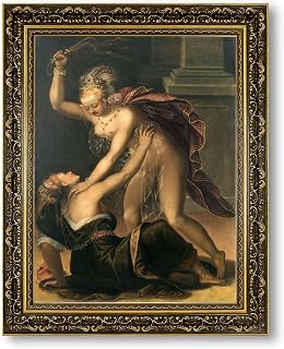 Vintage Framed Judith Beheading Holofernes Wall Art Canvas Print Oil Paintings Reproduction World Classics Middle Ages Painting Poster Pictures Wall Decor Stunning Home Decor For Living Room Bedroom (Retro Framed,16L"x20W")