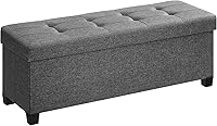 SONGMICS Foldable Storage Ottoman Bench 660lb Capacity Slate Gray - 15x43x15.7in Footrest End of Bed Chest ULSF018G01