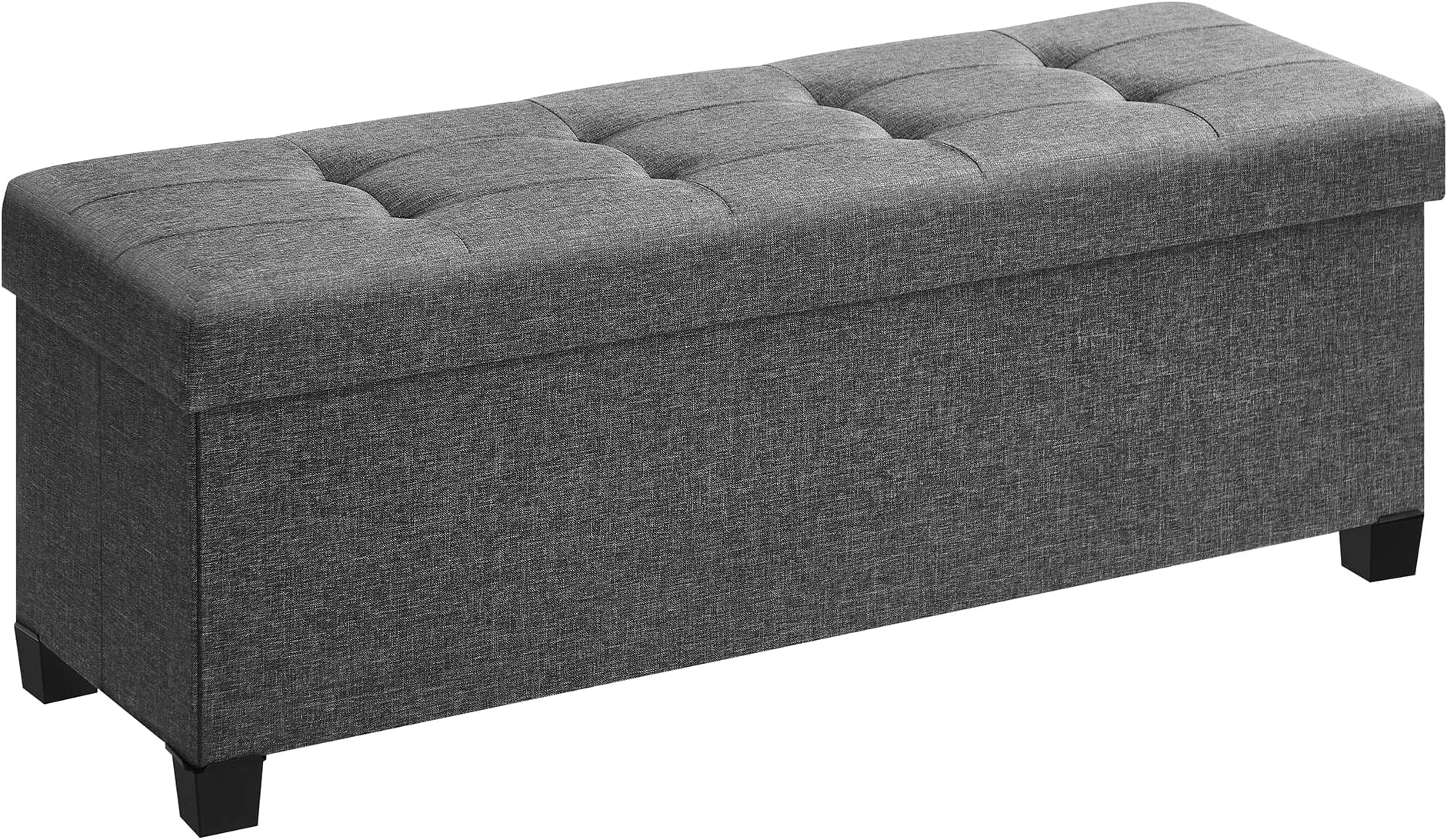 SONGMICS Storage Ottoman Bench, Foldable Foot Rest with Legs, 15 x 43 x 15.7 Inches, End of Bed Bench, Storage Chest, Load up to 660 lb, for Living Room, Bedroom, Entryway, Slate Gray ULSF018G01