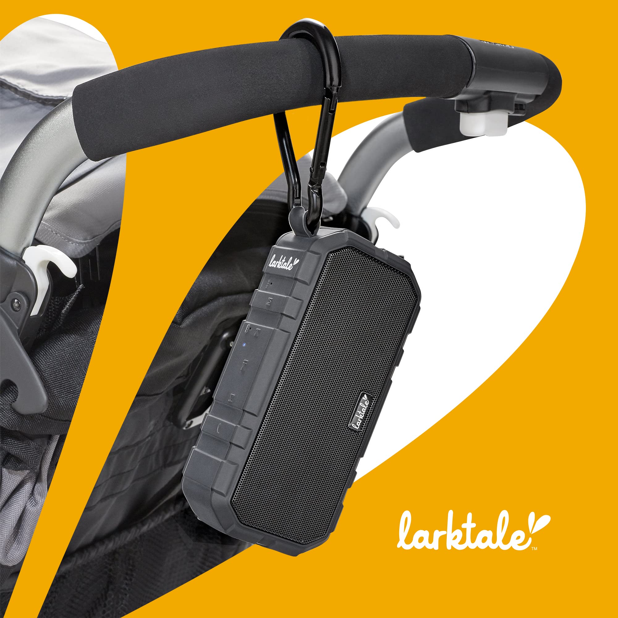 Larktale Bluetooth Mini Travel Soundbar with Universal Clip-on for Strollers, Camping, Office, Outdoor, and Travel