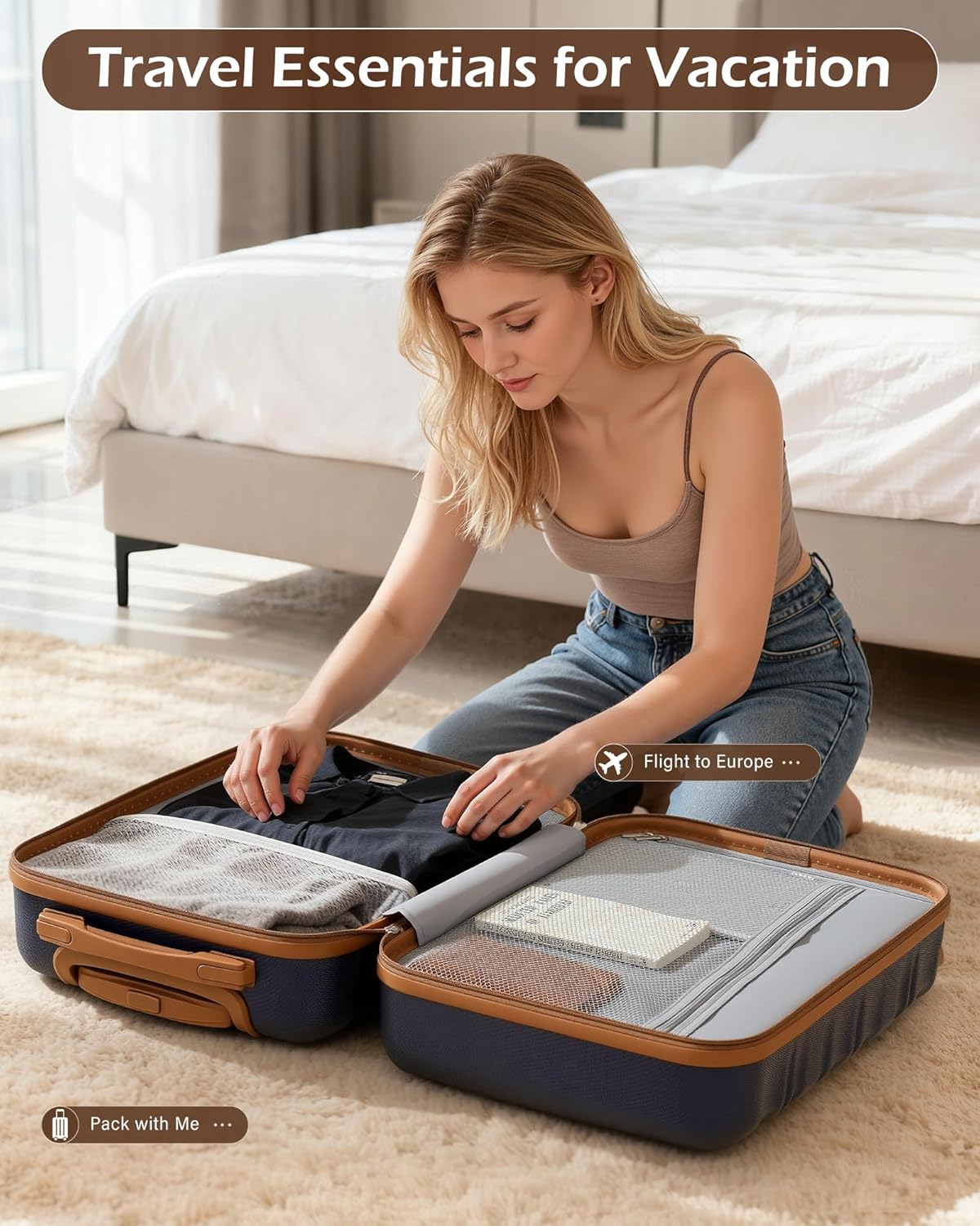 LONG VACATION Luggage Set 6 Piece Luggage ABS hardshell TSA Lock Spinner Wheels Luggage Carry on Suitcase (NAVY, 6 piece set) - Image 6