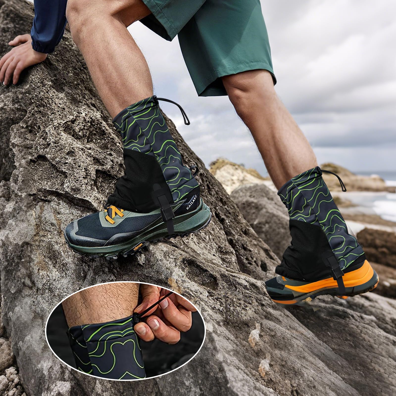 Trail Low Gaiters - Ghette per scarpe da trail running, unisex, impermeabili, per corsa, traspiranti, basse, con protezione antiscivolo e ganci, perfette per escursioni, attività all'aperto