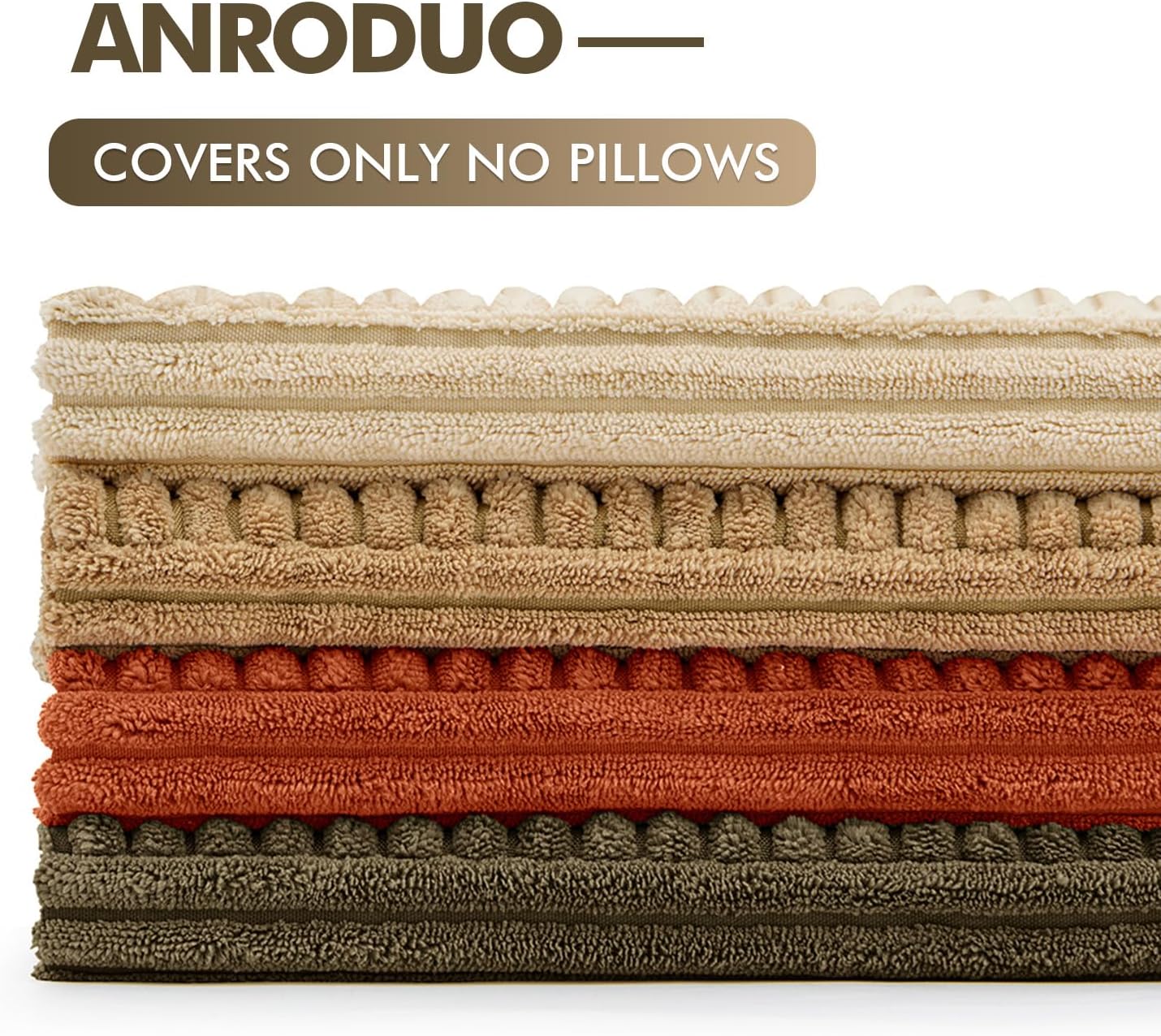 ANRODUO Pack of 4 Decorative Throw Pillows for Couch Brown Green 18x18 Inch Boho Cozy Soft Corduroy Cushion Covers Farmhouse Accent Pillowcases for Mid Century Spring Home Decor Sofa Bed Living Room