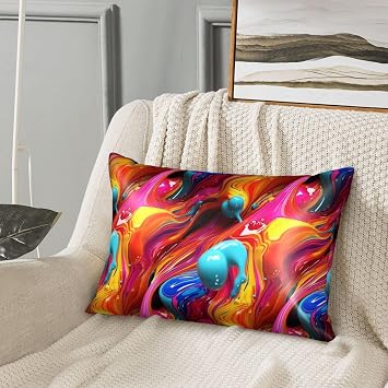 Abstract Colorful Textures G Print Satin Pillowcase for Hair and Skin, 20x30 Inches Pillow Cases, Queen Size Pillowcases with Zipper, Similar to Silk Pillow Covers