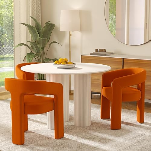 Miniatura 15 de Modern Barrel - Juego de 8 sillas de comedor tapizadas de terciopelo con brazos, cómodas sillas de tocador de maquillaje, sillas de comedor, sala de